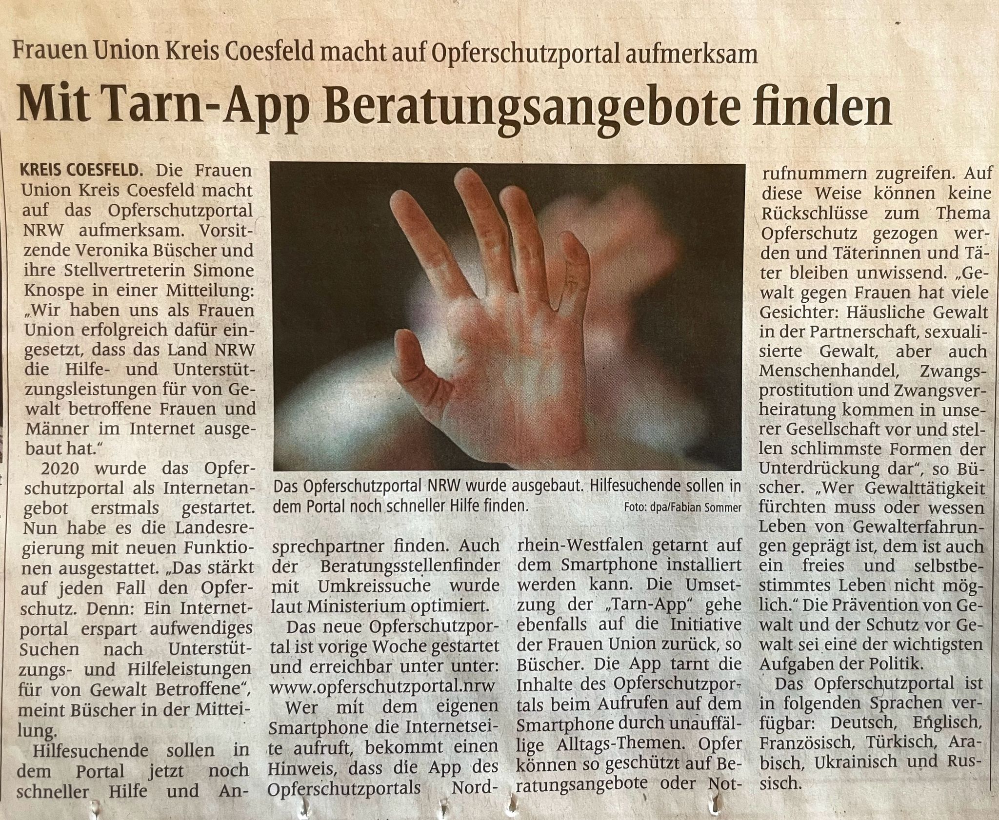 Der Schutz von Frauen vor Gewalt ist eine unserer wichtigsten Aufgaben, betont unsere Vorsitzende Veronika Bscher.